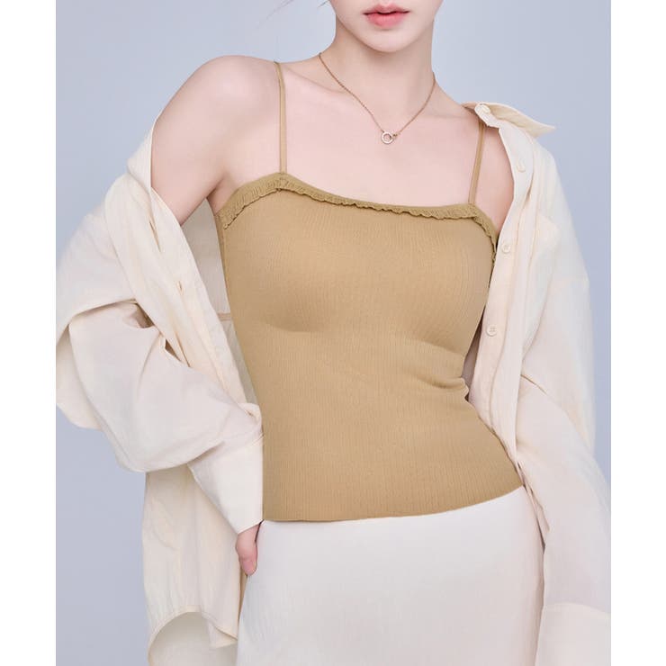 大人可愛いカップ付きインナーレディース きれいめリブキャミ調整可能 おしゃれ重ね… | SUNSHINE CLOSET | 詳細画像10 