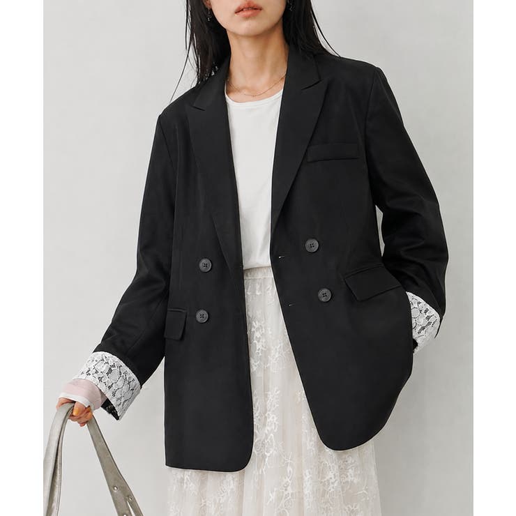 レディースレースカフススーツジャケットビッグシルエットゆったりミドル丈アウター … | SUNSHINE CLOSET | 詳細画像1 