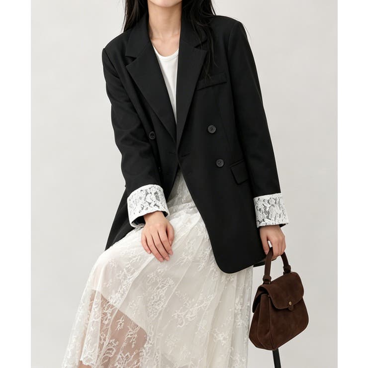 レディースレースカフススーツジャケットビッグシルエットゆったりミドル丈アウター … | SUNSHINE CLOSET | 詳細画像11 
