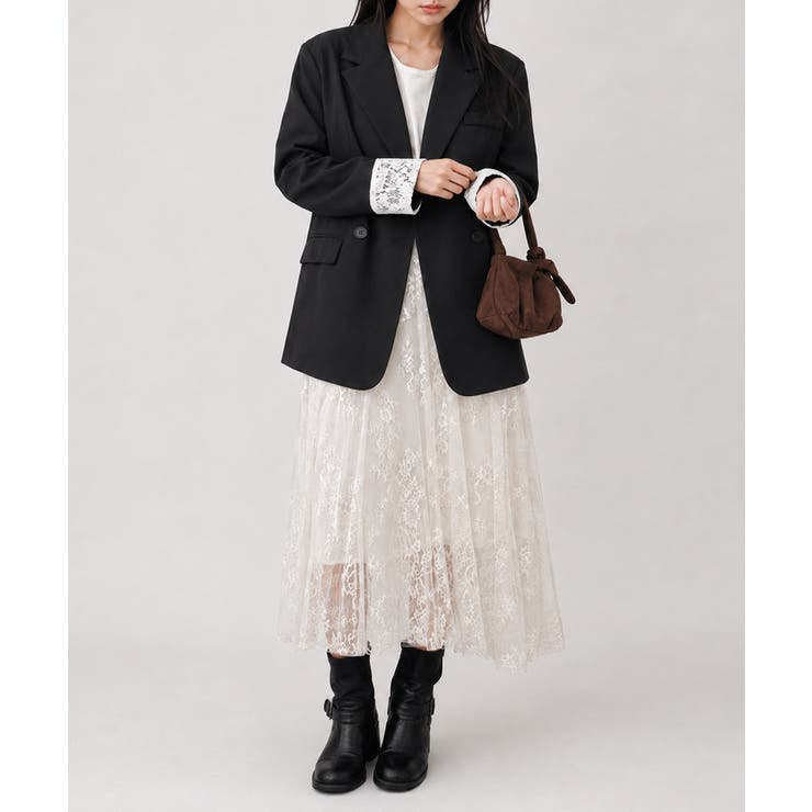 レディースレースカフススーツジャケットビッグシルエットゆったりミドル丈アウター … | SUNSHINE CLOSET | 詳細画像13 