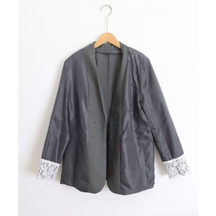 レディースレースカフススーツジャケットビッグシルエットゆったりミドル丈アウター … | SUNSHINE CLOSET | 詳細画像20 