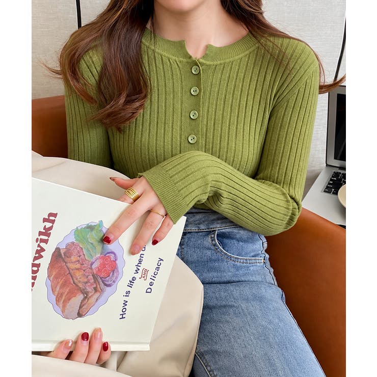 細身無地ニットトップス レディース フロントボタン | SUNSHINE CLOSET | 詳細画像11 
