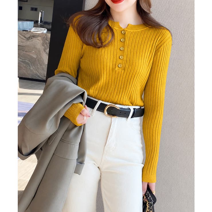 細身無地ニットトップス レディース フロントボタン | SUNSHINE CLOSET | 詳細画像13 