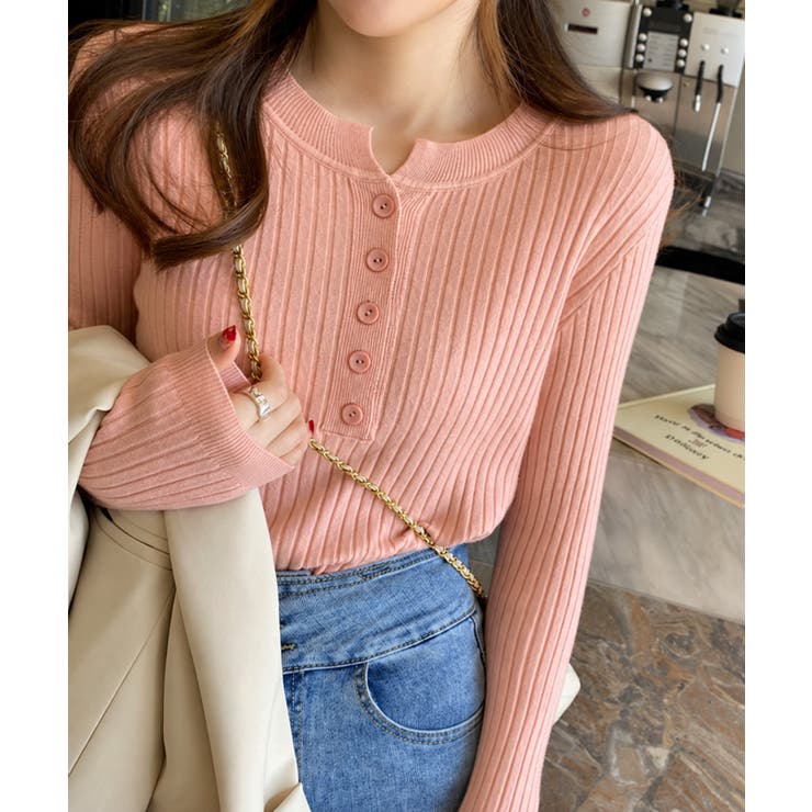 細身無地ニットトップス レディース フロントボタン | SUNSHINE CLOSET | 詳細画像14 