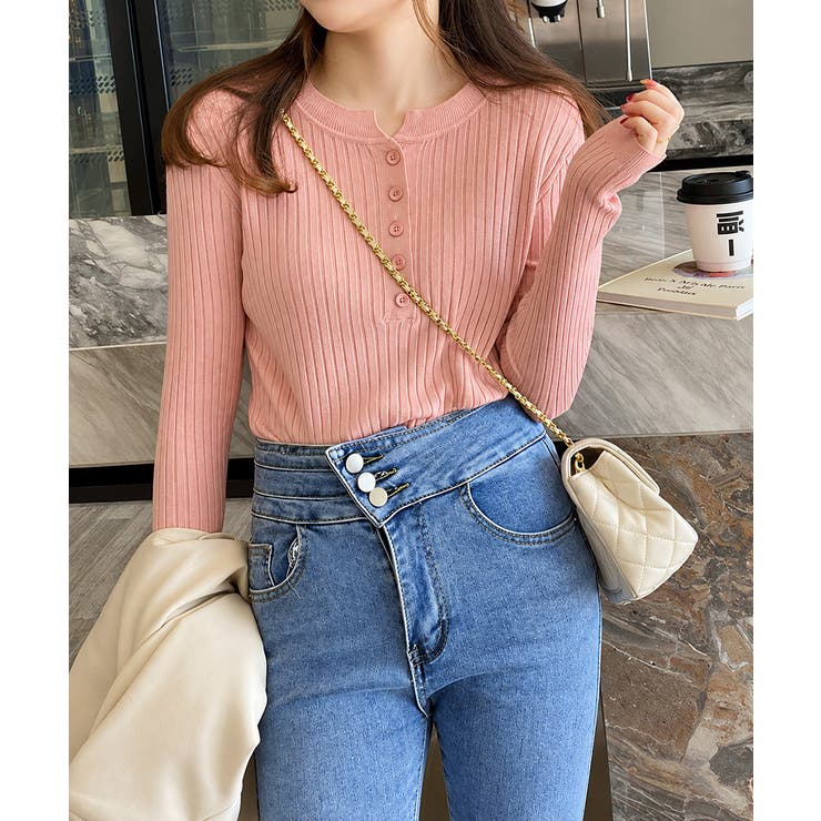 細身無地ニットトップス レディース フロントボタン | SUNSHINE CLOSET | 詳細画像15 