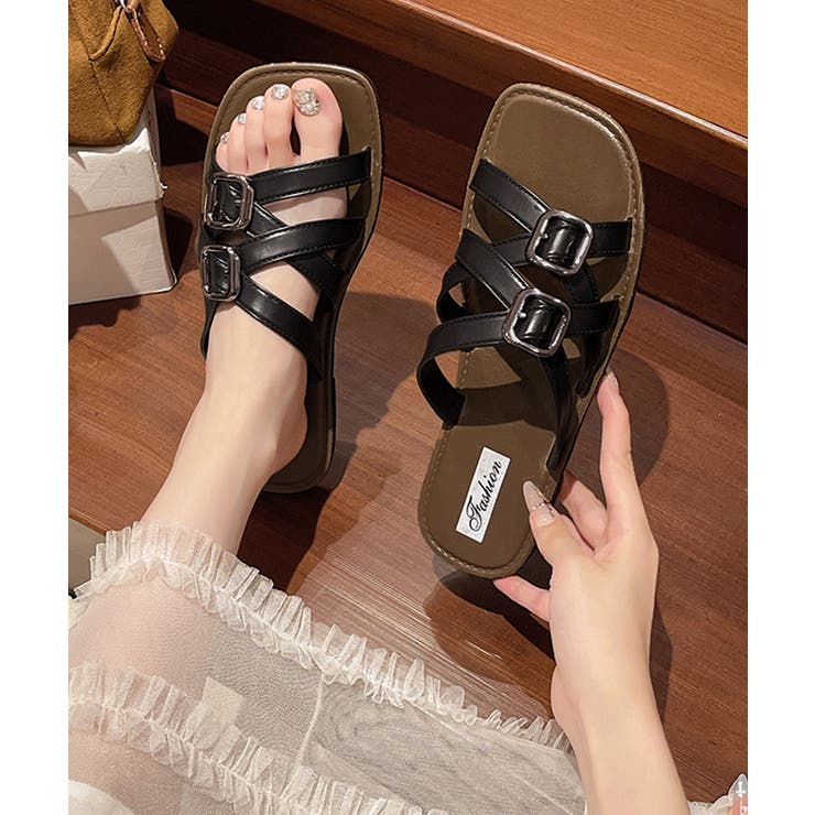 歩きやすい スリッパサンダル ぺたんこフラットサンダル | SUNSHINE CLOSET | 詳細画像1 