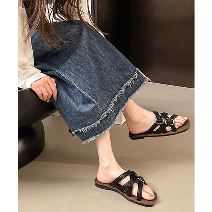 歩きやすい スリッパサンダル ぺたんこフラットサンダル | SUNSHINE CLOSET | 詳細画像3 