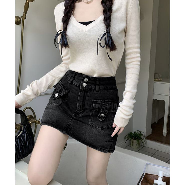 キュロットデニムスカート ハイウエスト[品番：AGCW0005794]｜SUNSHINE