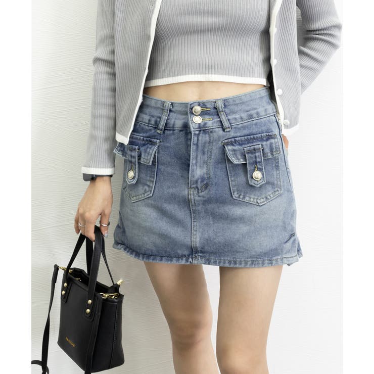 キュロットデニムスカート ハイウエスト[品番：AGCW0005794