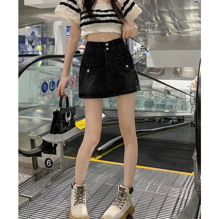 A DETACHER ハイウエスト デニム キュロット スカート パンツ 8 キュロットデニムスカート ハイウエスト[品番：AGCW0005794