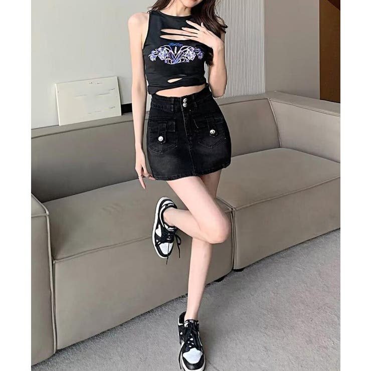 キュロットデニムスカート ハイウエスト[品番：AGCW0005794]｜SUNSHINE