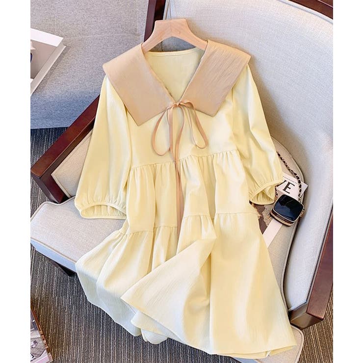 レディース フェミニンミニワンピース夏 ビッグカラー | SUNSHINE CLOSET | 詳細画像19 