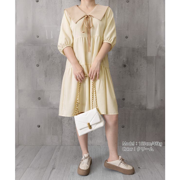 レディース フェミニンミニワンピース夏 ビッグカラー | SUNSHINE CLOSET | 詳細画像21 