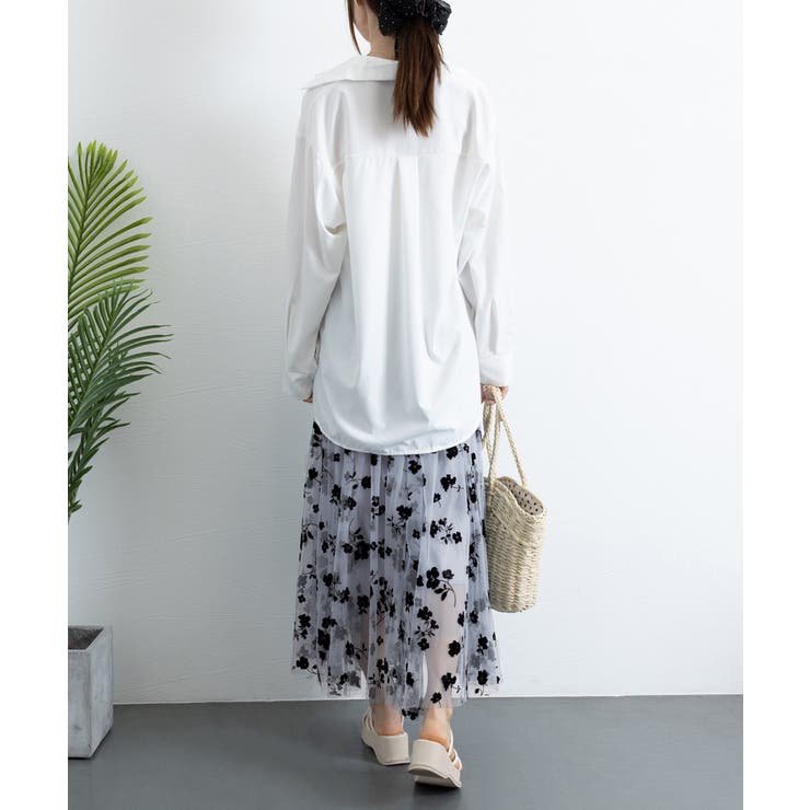 チュールスカート花柄フロッキープリント | SUNSHINE CLOSET | 詳細画像14 