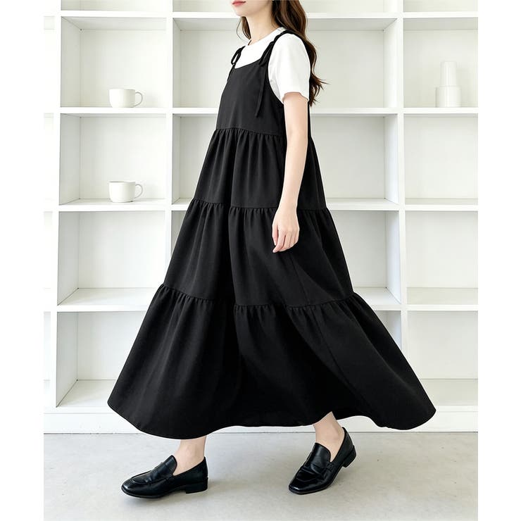 Aラインワンピースレディース 体型カバー ショルダーリボンロングワンピ | SUNSHINE CLOSET | 詳細画像10 
