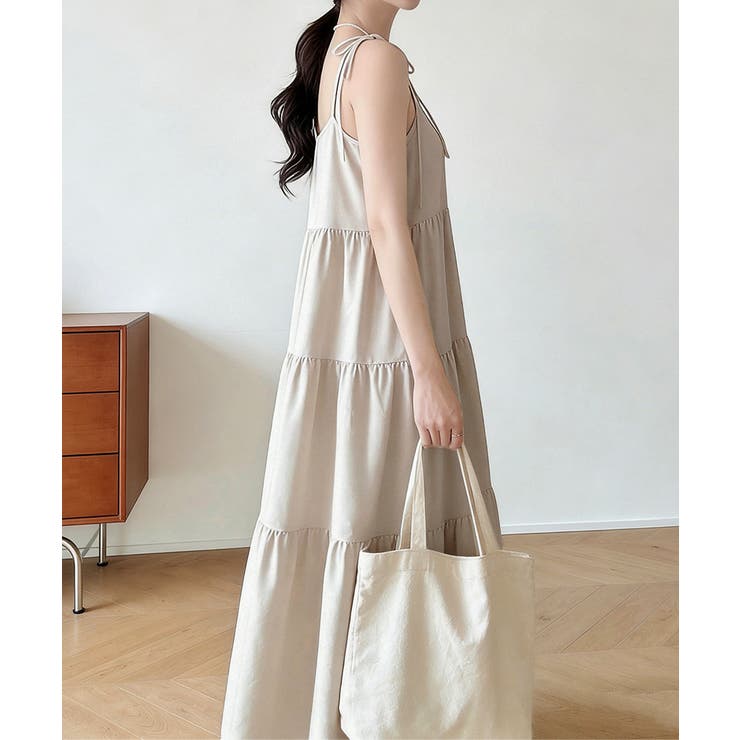 Aラインワンピースレディース 体型カバー ショルダーリボンロングワンピ | SUNSHINE CLOSET | 詳細画像11 
