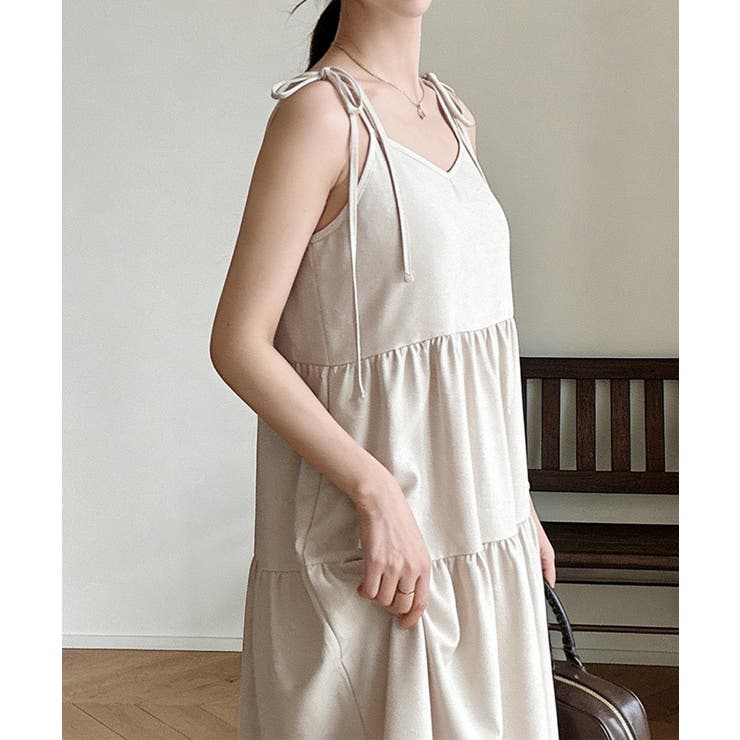 Aラインワンピースレディース 体型カバー ショルダーリボンロングワンピ | SUNSHINE CLOSET | 詳細画像12 