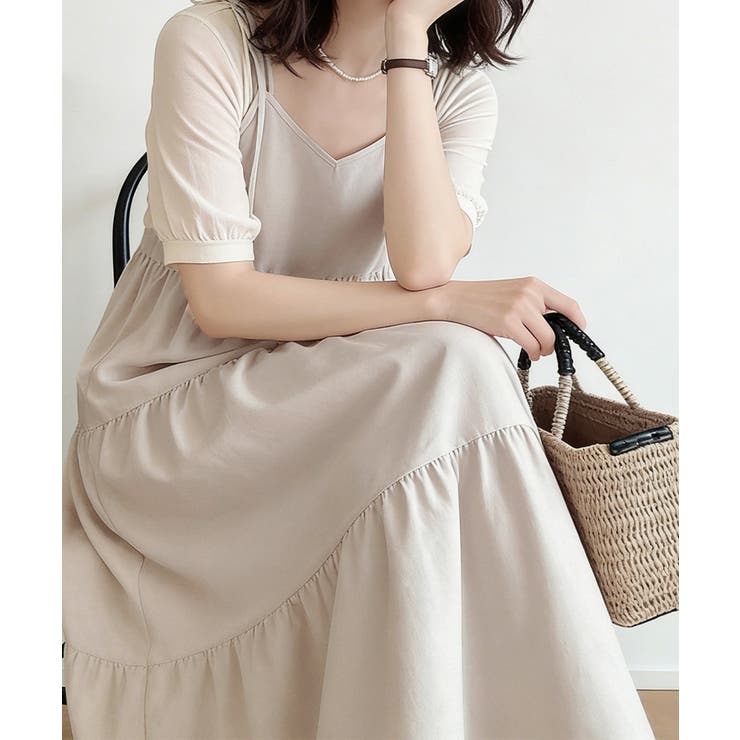 Aラインワンピースレディース 体型カバー ショルダーリボンロングワンピ | SUNSHINE CLOSET | 詳細画像14 