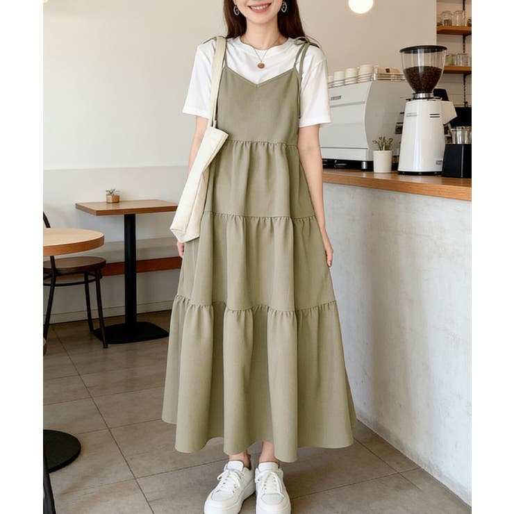 Aラインワンピースレディース 体型カバー ショルダーリボンロングワンピ | SUNSHINE CLOSET | 詳細画像17 