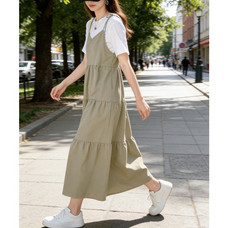 Aラインワンピースレディース 体型カバー ショルダーリボンロングワンピ | SUNSHINE CLOSET | 詳細画像18 