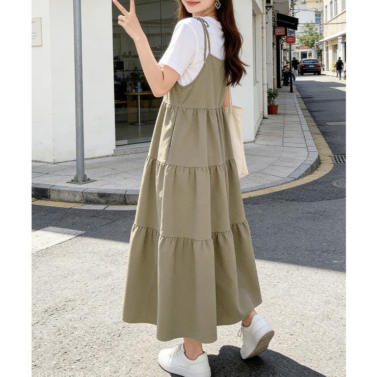 Aラインワンピースレディース 体型カバー ショルダーリボンロングワンピ | SUNSHINE CLOSET | 詳細画像19 