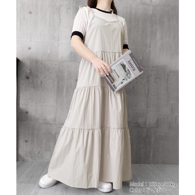 Aラインワンピースレディース 体型カバー ショルダーリボンロングワンピ | SUNSHINE CLOSET | 詳細画像20 