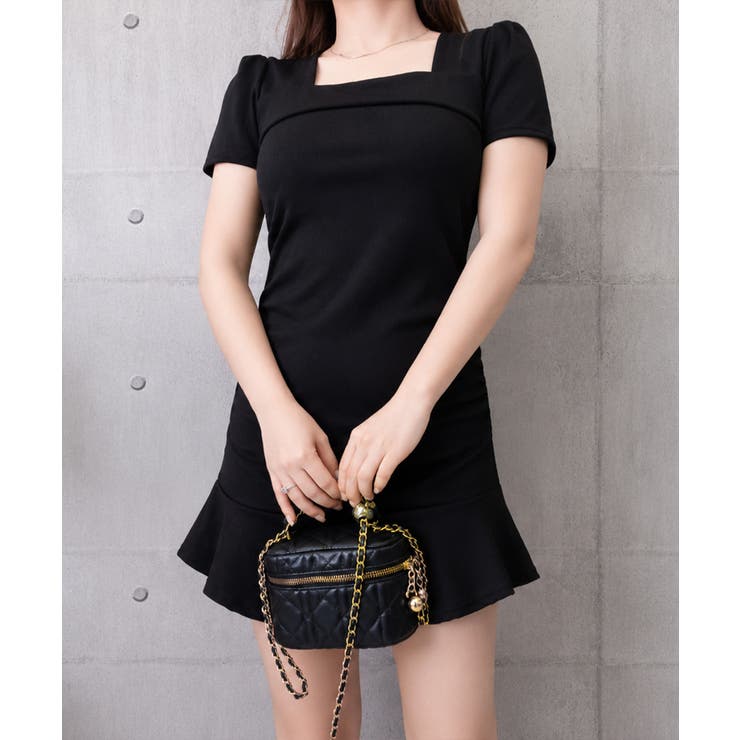 レディース ハイウエストフリルリブニットワンピース黒セクシー サイドシャーリング… | SUNSHINE CLOSET | 詳細画像20 