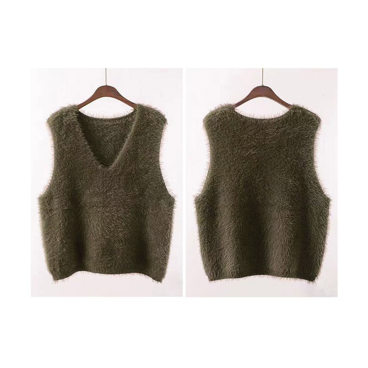 Vネック起毛フェザーニットベストふわふわ | SUNSHINE CLOSET | 詳細画像14 