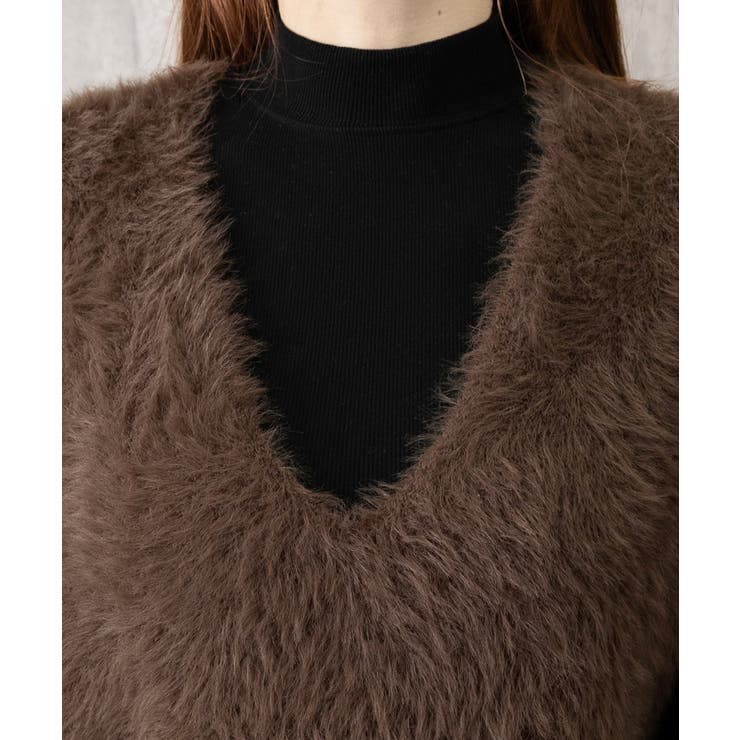 Vネック起毛フェザーニットベストふわふわ | SUNSHINE CLOSET | 詳細画像17 