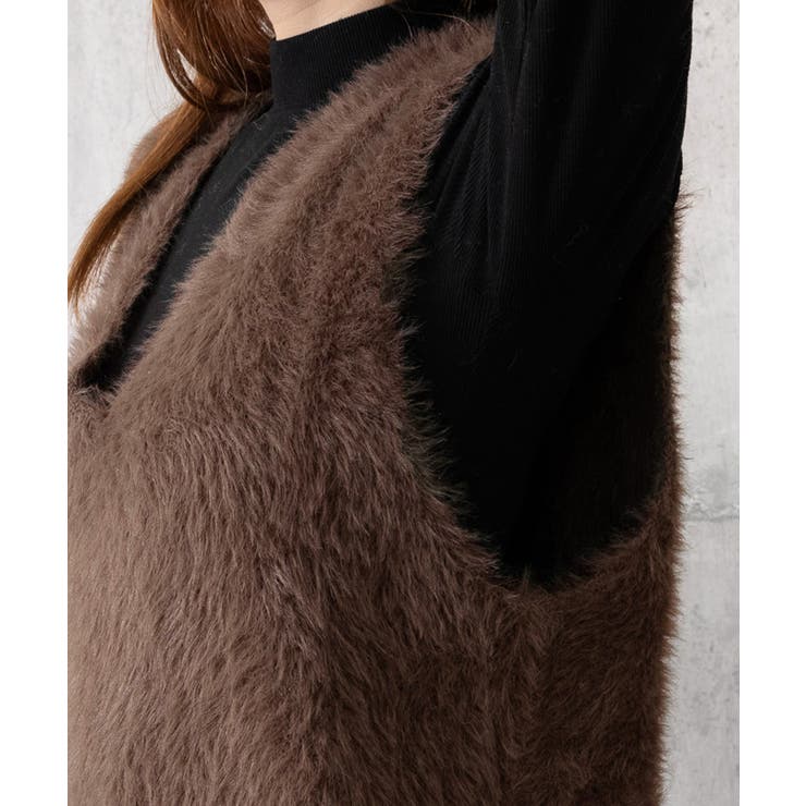 Vネック起毛フェザーニットベストふわふわ | SUNSHINE CLOSET | 詳細画像19 