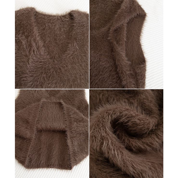 Vネック起毛フェザーニットベストふわふわ | SUNSHINE CLOSET | 詳細画像23 