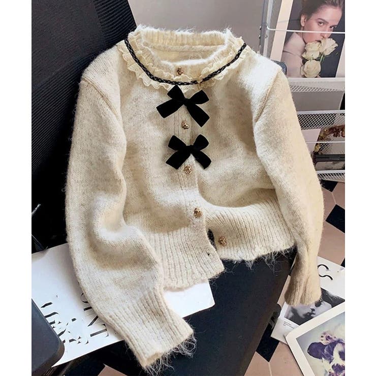 襟レースニットカーディガンリボントップス | SUNSHINE CLOSET | 詳細画像11 