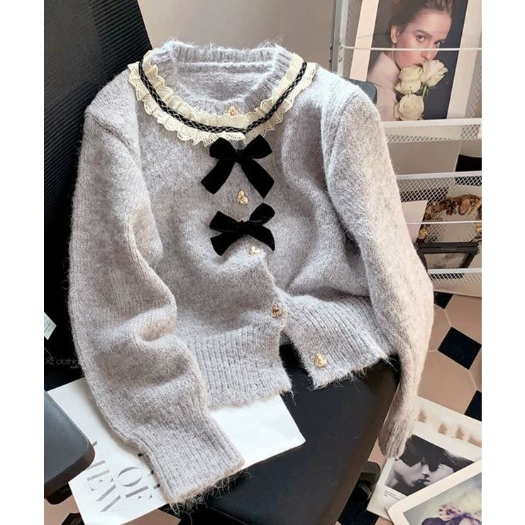 襟レースニットカーディガンリボントップス | SUNSHINE CLOSET | 詳細画像12 