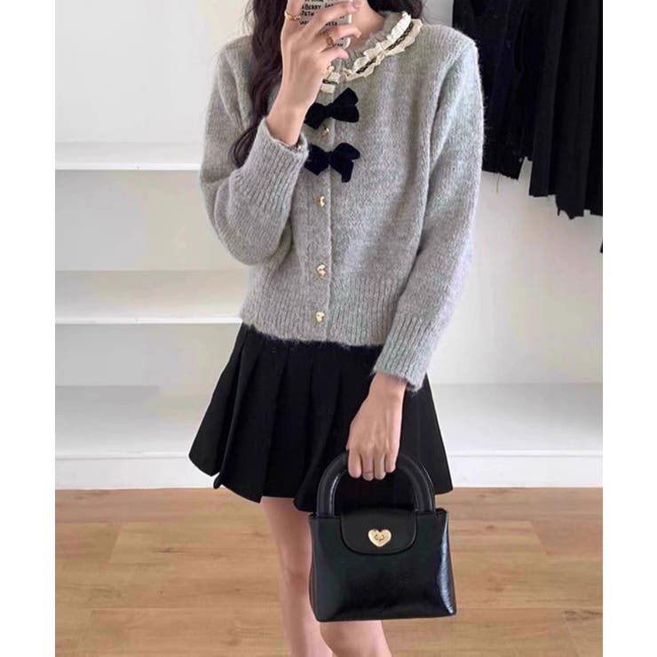 襟レースニットカーディガンリボントップス | SUNSHINE CLOSET | 詳細画像3 