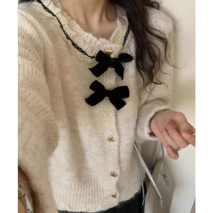 襟レースニットカーディガンリボントップス | SUNSHINE CLOSET | 詳細画像6 