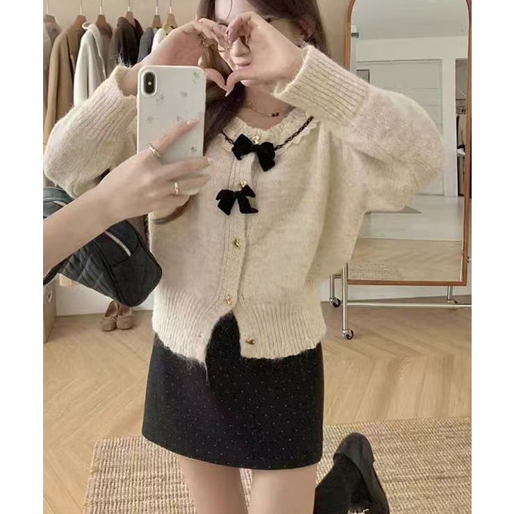 襟レースニットカーディガンリボントップス | SUNSHINE CLOSET | 詳細画像7 