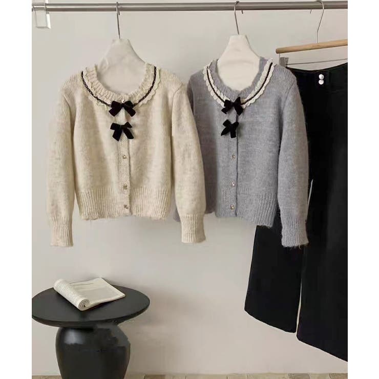 襟レースニットカーディガンリボントップス | SUNSHINE CLOSET | 詳細画像9 