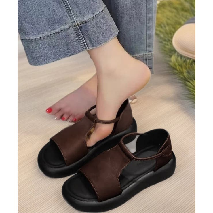 レディース PUレザーフラットサンダル履きやすい スポーツサンダル | SUNSHINE CLOSET | 詳細画像14 