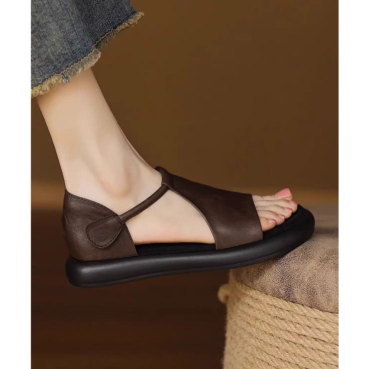 ヴィンテージ風 柔らかフラットグルカミュール軽量 オープントゥコンフォートシュー… | SUNSHINE CLOSET | 詳細画像10 