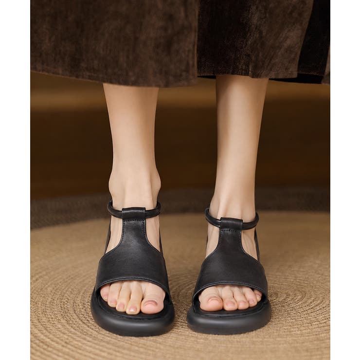 ヴィンテージ風 柔らかフラットグルカミュール軽量 オープントゥコンフォートシュー… | SUNSHINE CLOSET | 詳細画像2 