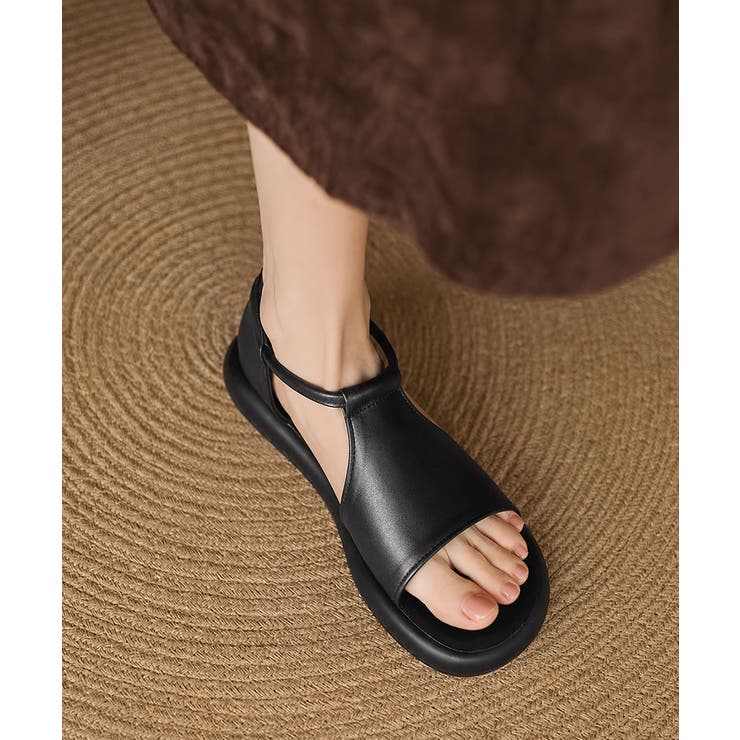 ヴィンテージ風 柔らかフラットグルカミュール軽量 オープントゥコンフォートシュー… | SUNSHINE CLOSET | 詳細画像4 