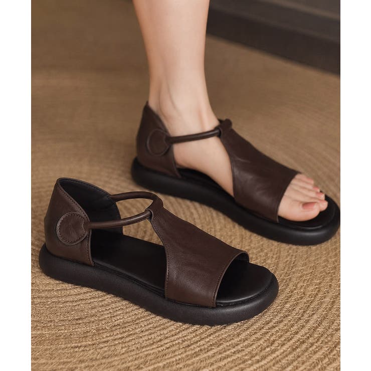 ヴィンテージ風 柔らかフラットグルカミュール軽量 オープントゥコンフォートシュー… | SUNSHINE CLOSET | 詳細画像8 