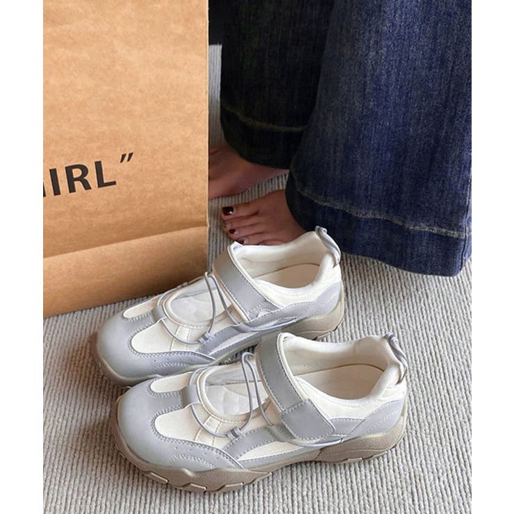 レディース 軽量スポーツスニーカー韓国風 ストラップスニーカー美脚脚長 | SUNSHINE CLOSET | 詳細画像10 