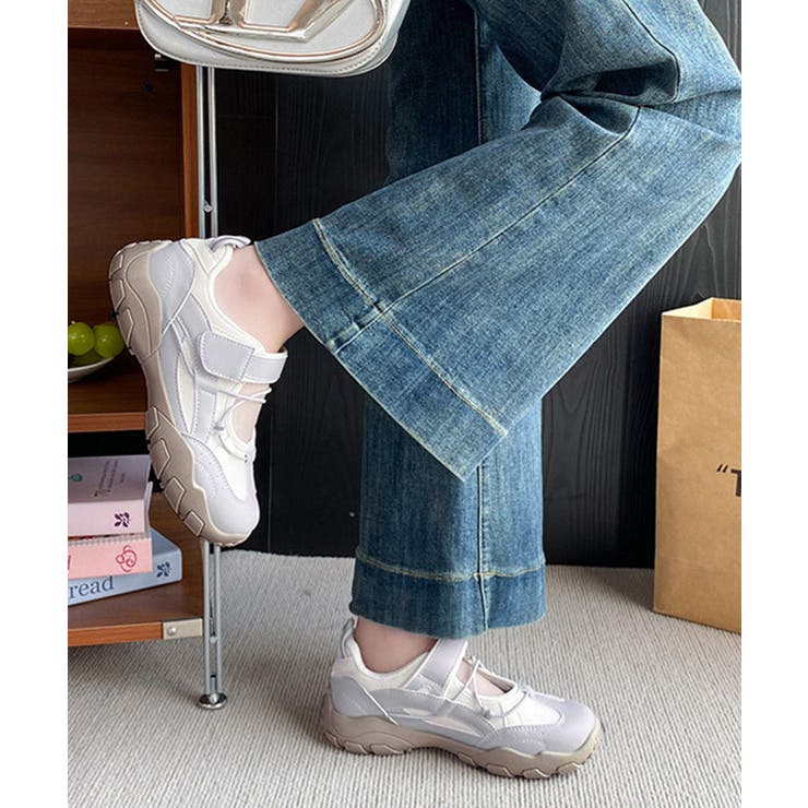レディース 軽量スポーツスニーカー韓国風 ストラップスニーカー美脚脚長 | SUNSHINE CLOSET | 詳細画像13 