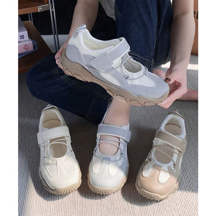 レディース 軽量スポーツスニーカー韓国風 ストラップスニーカー美脚脚長 | SUNSHINE CLOSET | 詳細画像14 