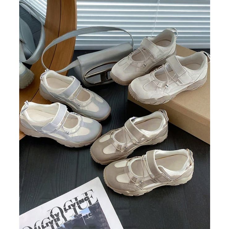 レディース 軽量スポーツスニーカー韓国風 ストラップスニーカー美脚脚長 | SUNSHINE CLOSET | 詳細画像15 
