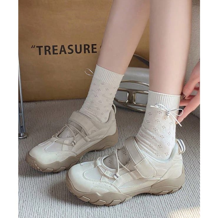 レディース 軽量スポーツスニーカー韓国風 ストラップスニーカー美脚脚長 | SUNSHINE CLOSET | 詳細画像2 