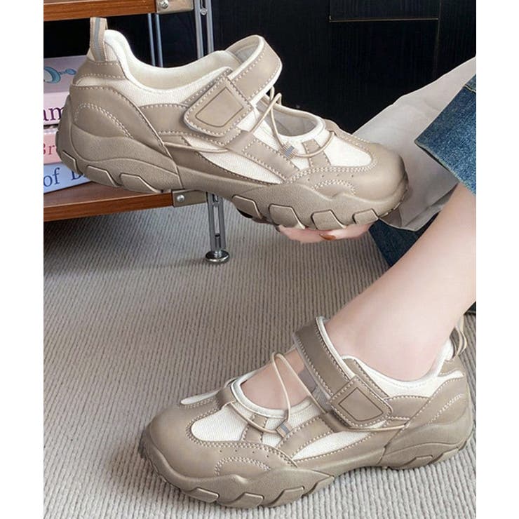 レディース 軽量スポーツスニーカー韓国風 ストラップスニーカー美脚脚長 | SUNSHINE CLOSET | 詳細画像6 