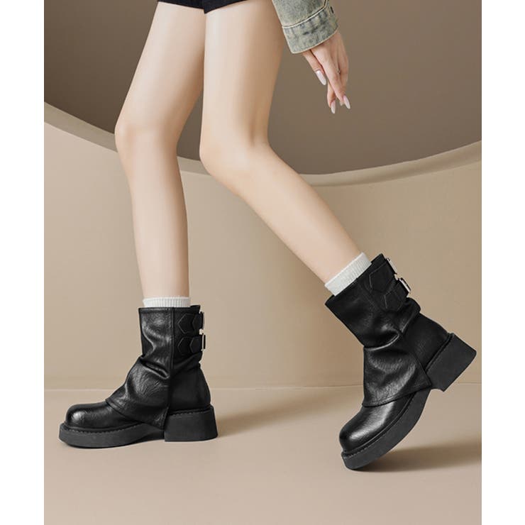 ヴィンテージ風カバーブーツレディース ドレープブーツ歩きやすい冬靴 アンクルブー… | SUNSHINE CLOSET | 詳細画像12 