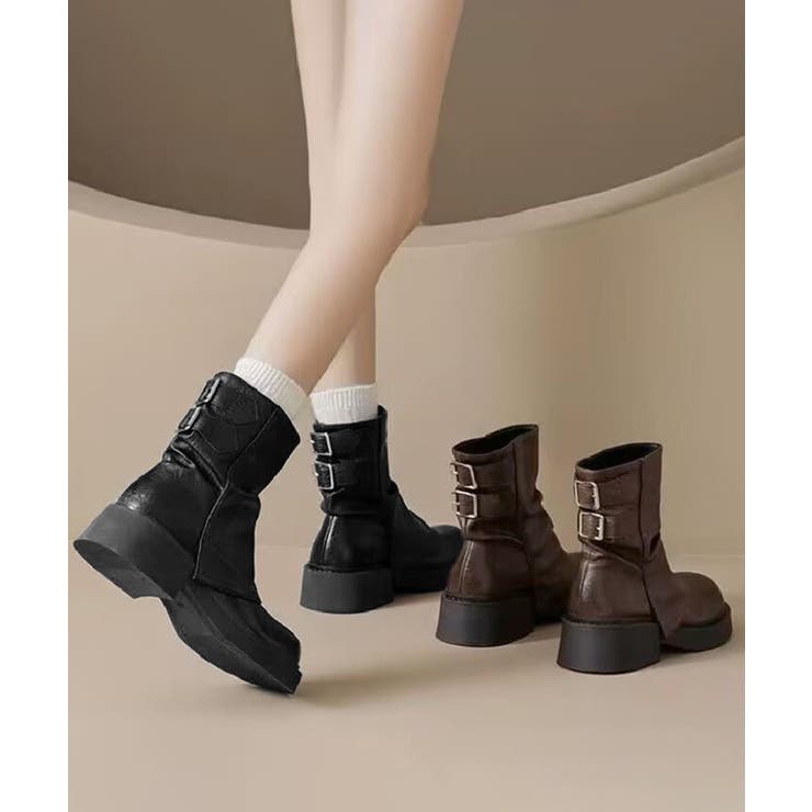 ヴィンテージ風カバーブーツレディース ドレープブーツ歩きやすい冬靴 アンクルブー… | SUNSHINE CLOSET | 詳細画像15 